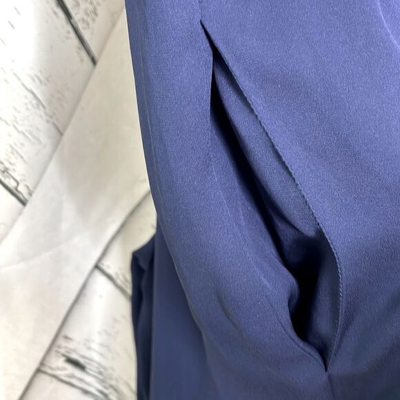 Diane Von Furstenberg Davin Navy Drawstring Jumpsuit Silk Blend 4 - Picture 6 of 10